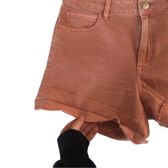 BOGO American Eagle light pink mauve dusty rose denim hi rise shortie shorts - Picture 2 of 8